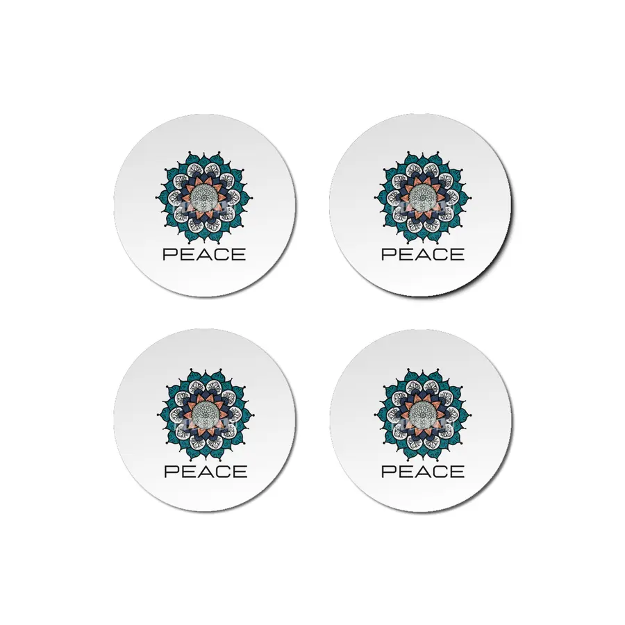 Peace Mandala | Yoga | Pilates | Rave | Floral Bardak Altlığı