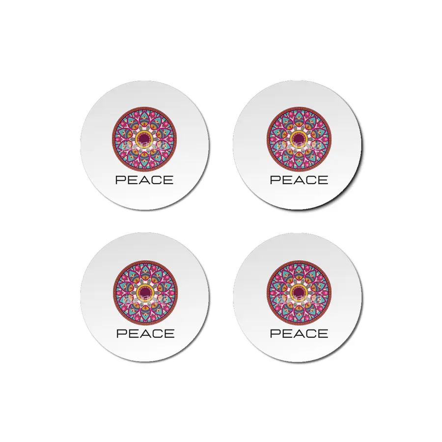 Peace Mandala | Yoga | Pilates | Rave | Floral Bardak Altlığı