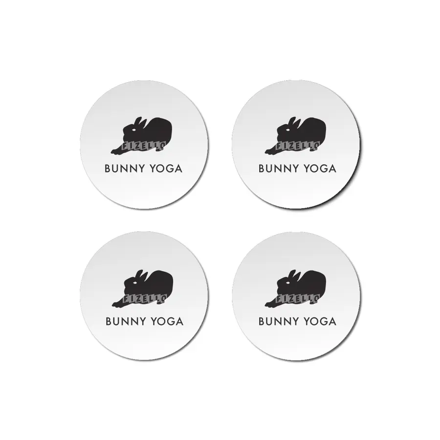 Bunny Yoga Black Bardak Altlığı