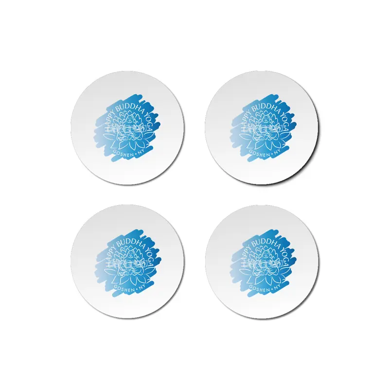 Happy Buddha Yoga Blue Swash Logo Bardak Altlığı