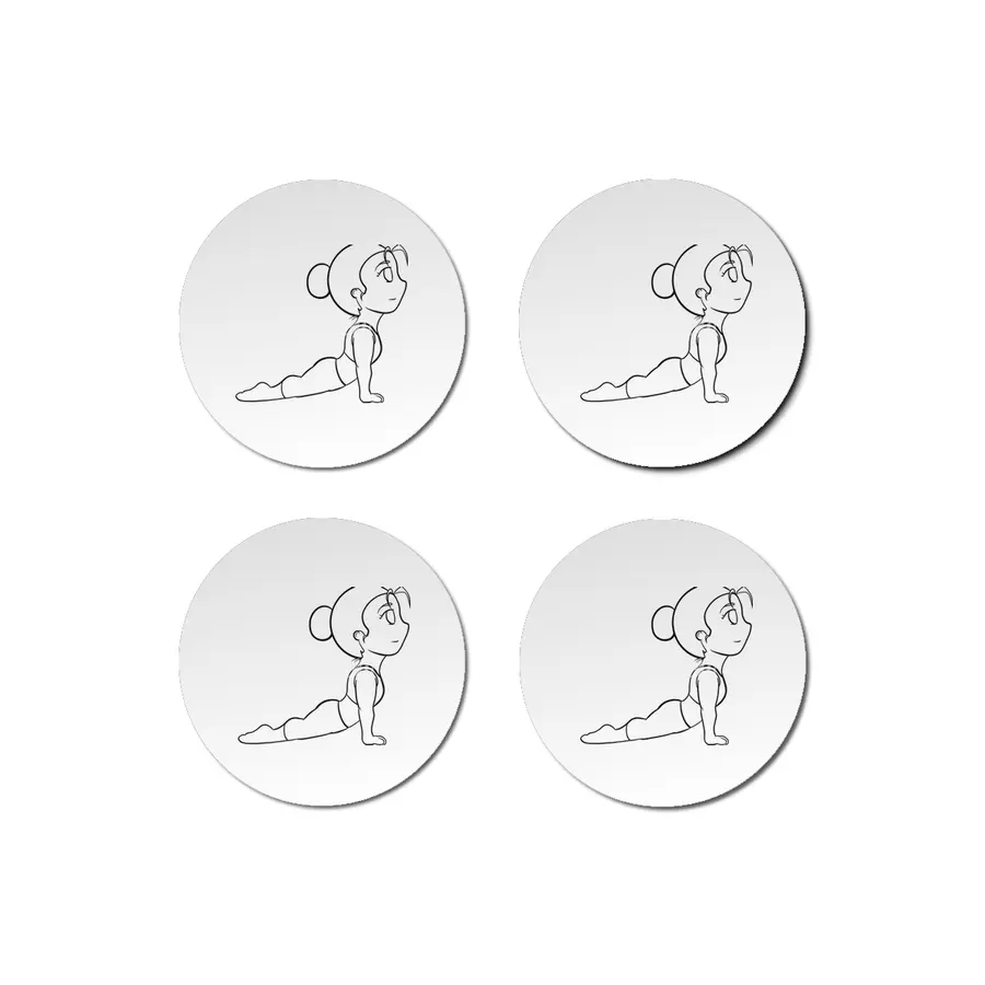 Chibi Yoga Asana - Upward Facing Dog (outline) Bardak Altlığı