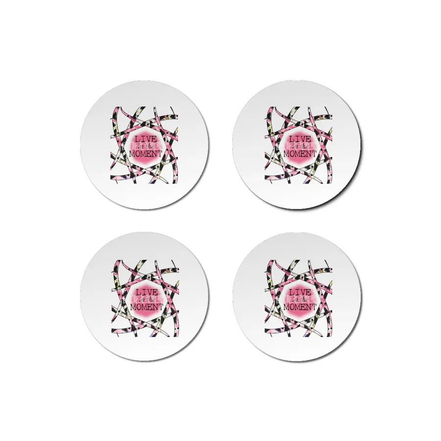 Live in the Moment - colorful ribbon design Bardak Altlığı