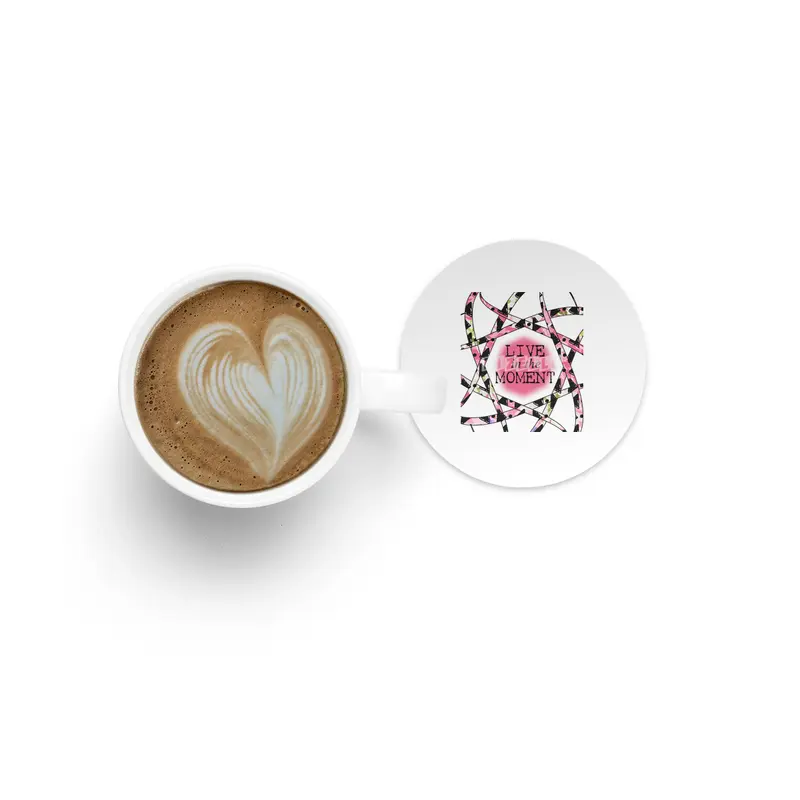 Live in the Moment - colorful ribbon design Bardak Altlığı