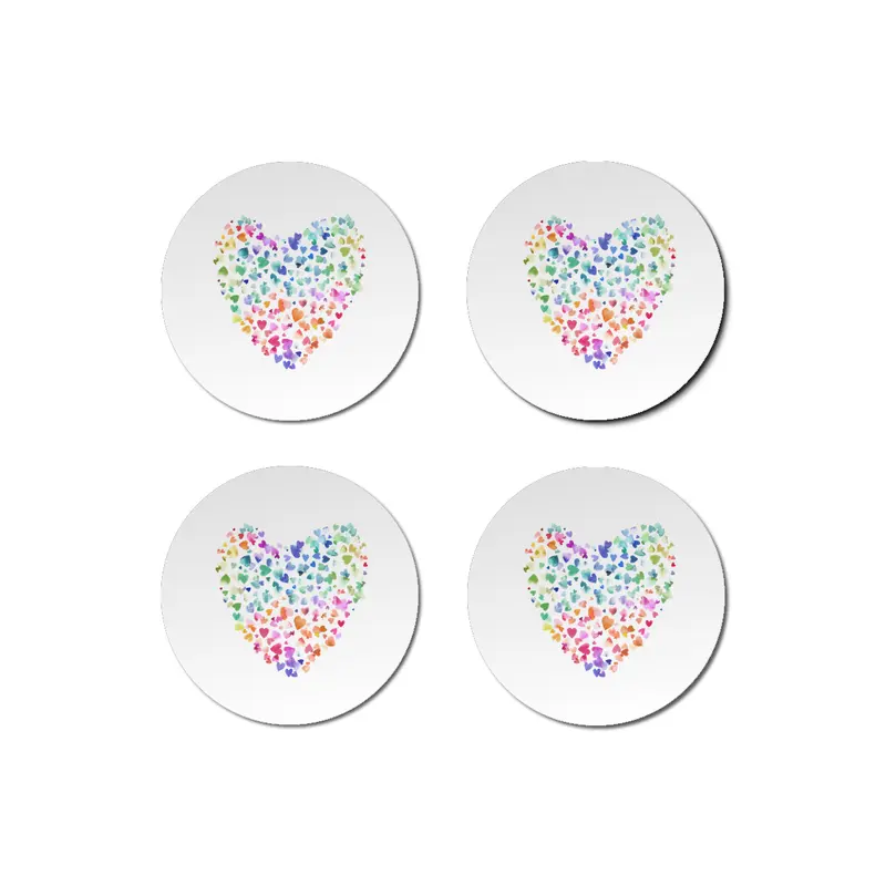 Watercolor Colorful Love Hearts Bardak Altlığı