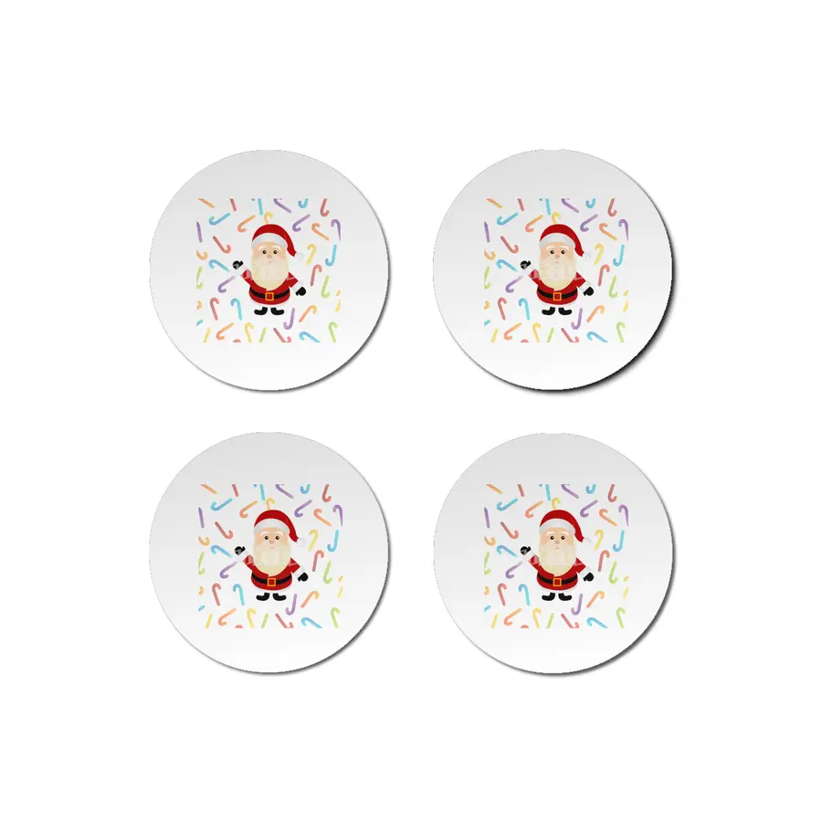 Christmas Santa Claus with colorful candy cane Bardak Altlığı