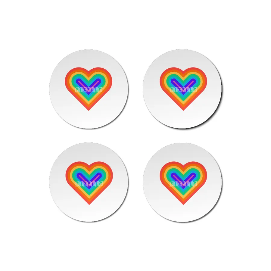 Rainbow Heartbeat Bardak Altlığı