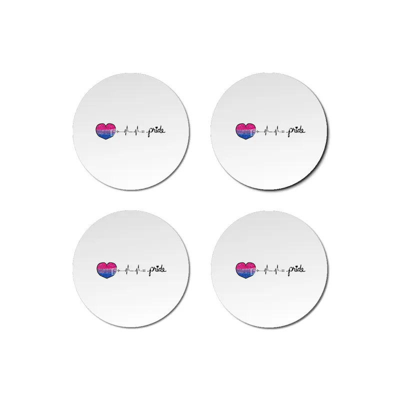 Bi-Sexual Pride Flag Heart + Heartbeat = Pride Design Bardak Altlığı
