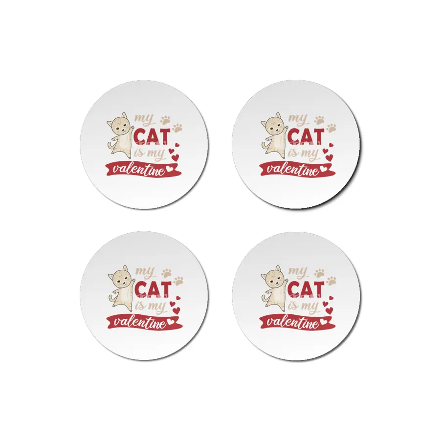 Cute Cat Valentine's Day My Cat Is My Valentine Bardak Altlığı