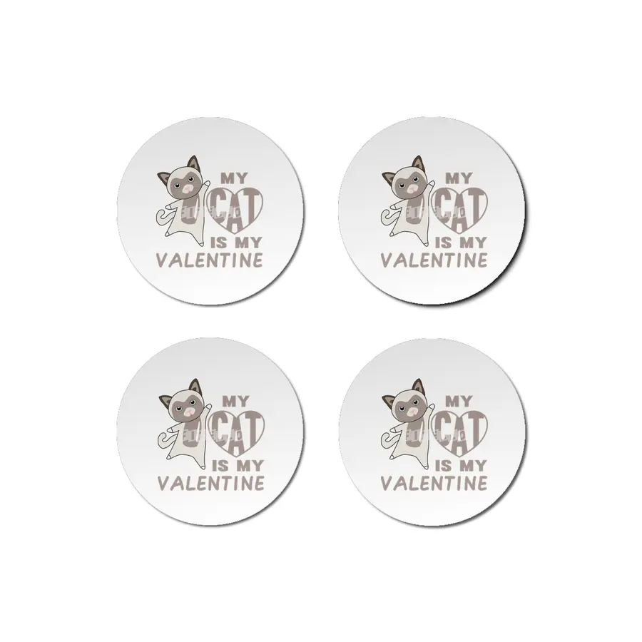 My Cat Is My Valentine Brown Cute Cats Bardak Altlığı