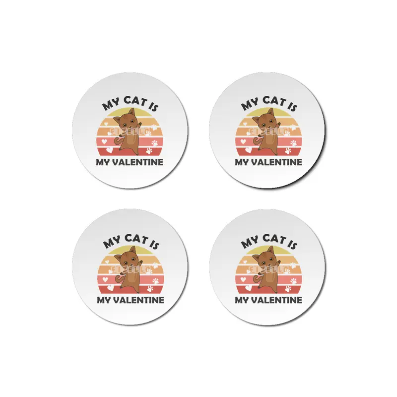 My Cat Is My Valentine Cats Heart Love Vintage Bardak Altlığı