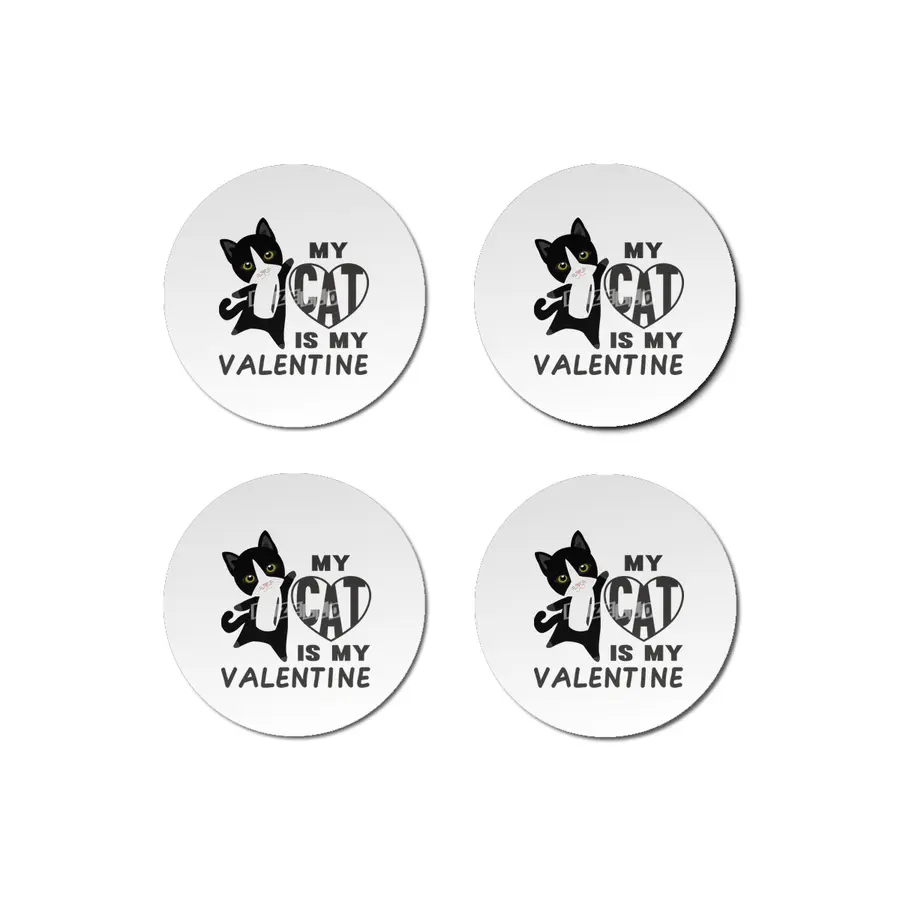 My Cat Is My Valentine Cute Cats For Women Heart Bardak Altlığı