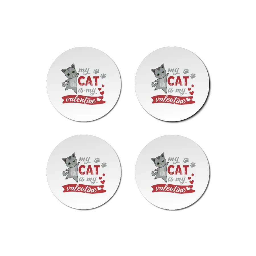 My Cat Is My Valentine Cute Cats Heart Bardak Altlığı
