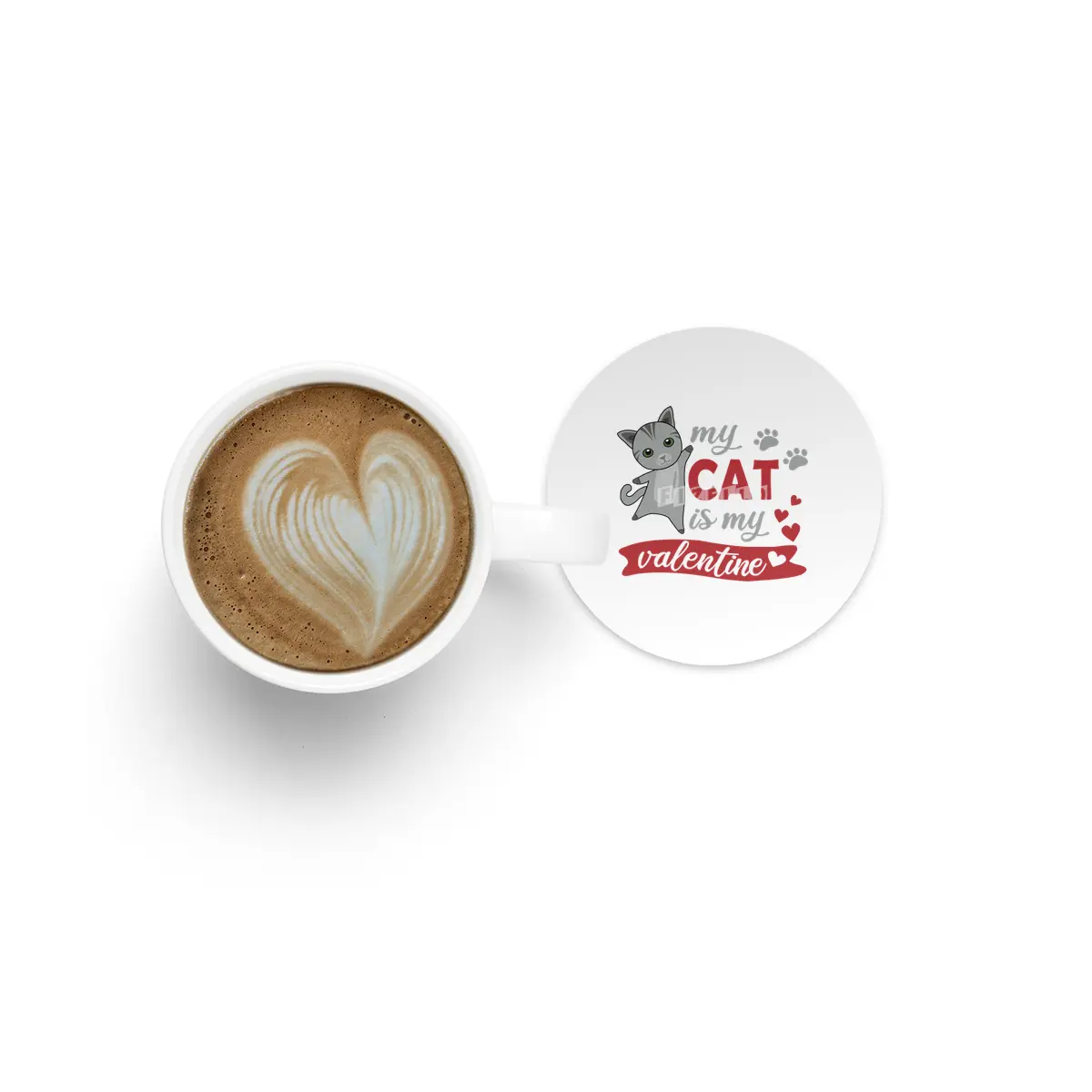 My Cat Is My Valentine Cute Cats Heart Bardak Altlığı