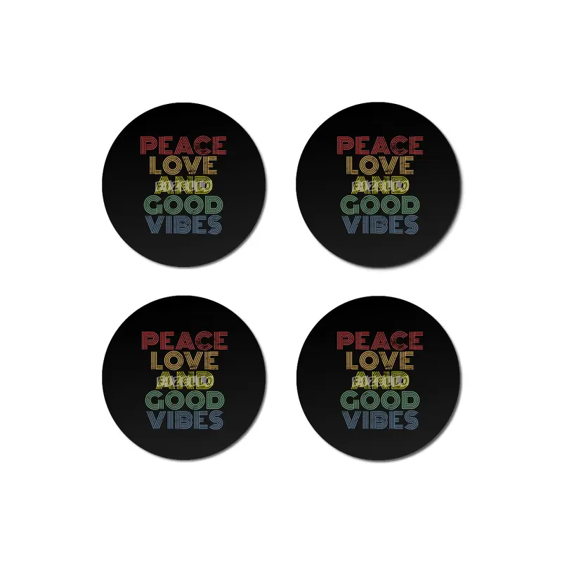 Peace Love And Good Vibes distressed Bardak Altlığı