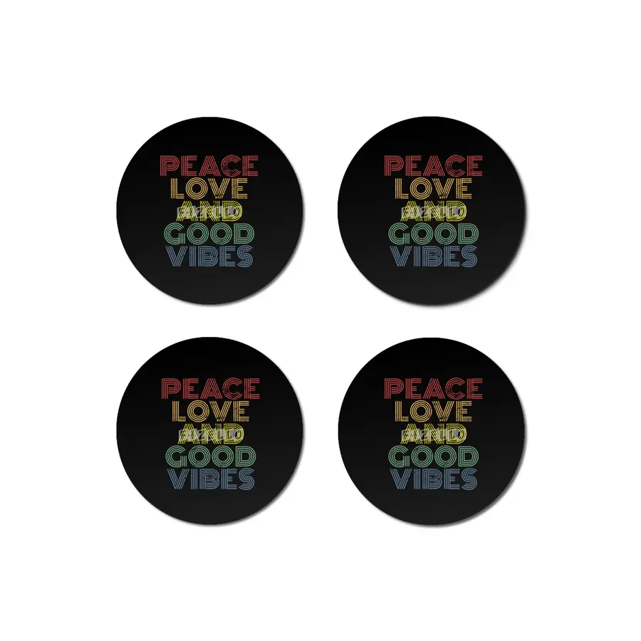 Peace Love And Good Vibes distressed Bardak Altlığı