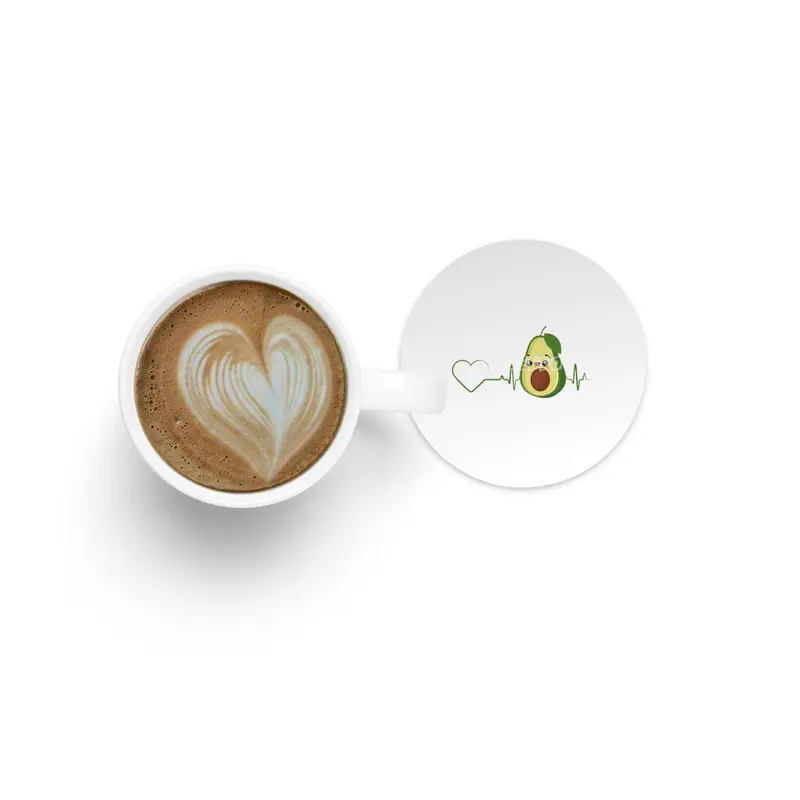 Avocado Heartbeat Avocado Vegan Men Women Design Bardak Altlığı
