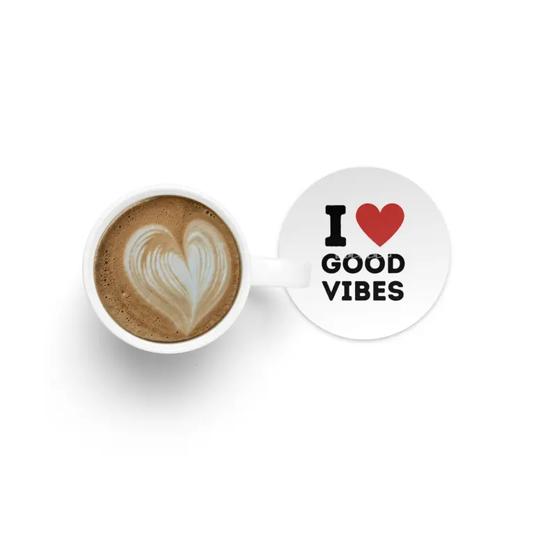 I Love Good Vibes Simple Heart Design Bardak Altlığı