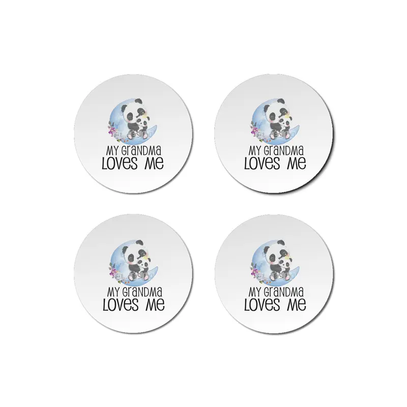Baby Shower Gift My Grandma Loves Me Panda Floral Moon Bardak Altlığı