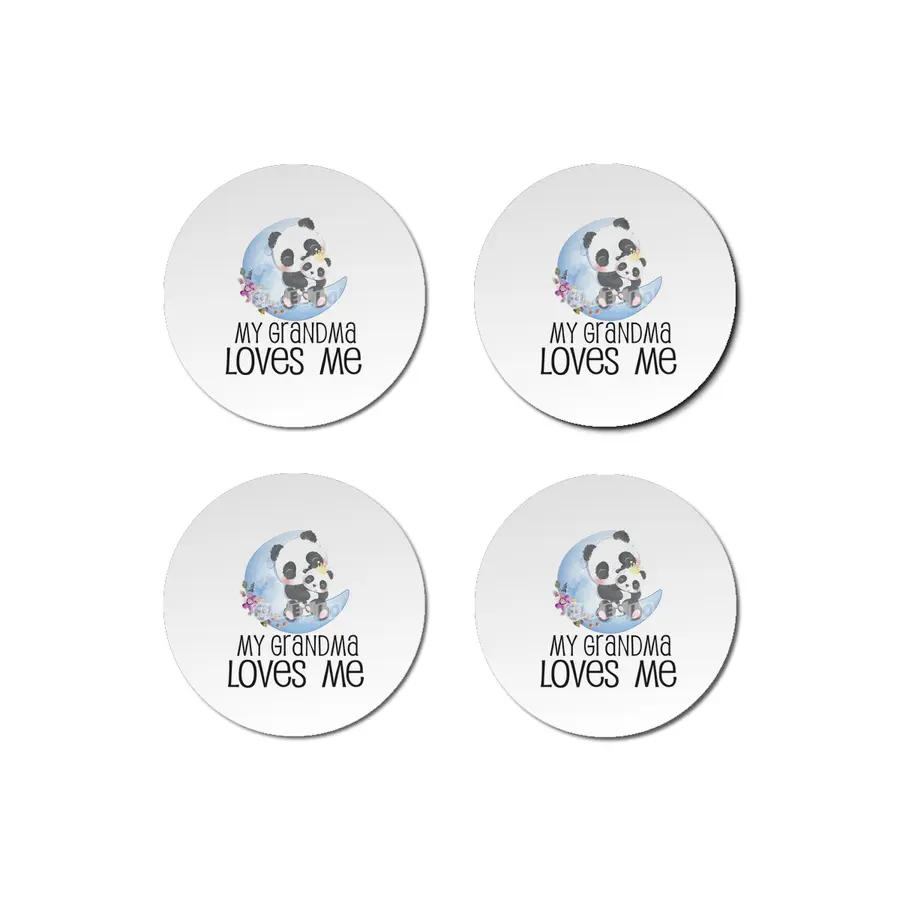 Baby Shower Gift My Grandma Loves Me Panda Floral Moon Bardak Altlığı