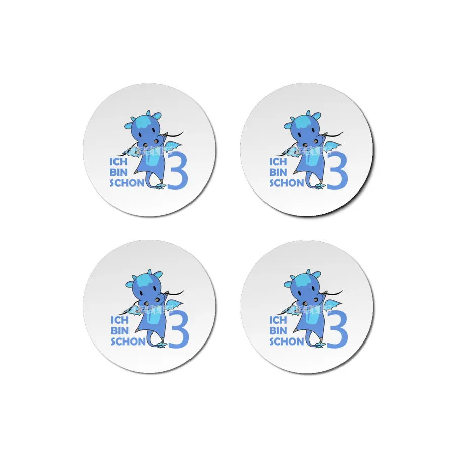 Dragon Blue Three Years Old 3rd Birthday Kids Bardak Altlığı
