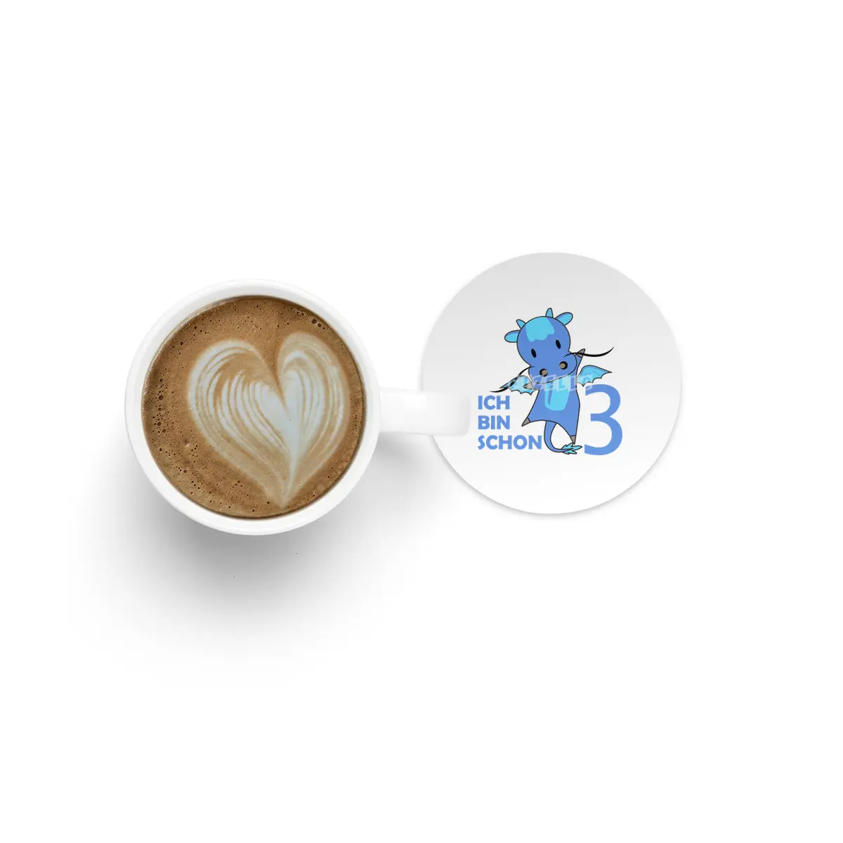 Dragon Blue Three Years Old 3rd Birthday Kids Bardak Altlığı