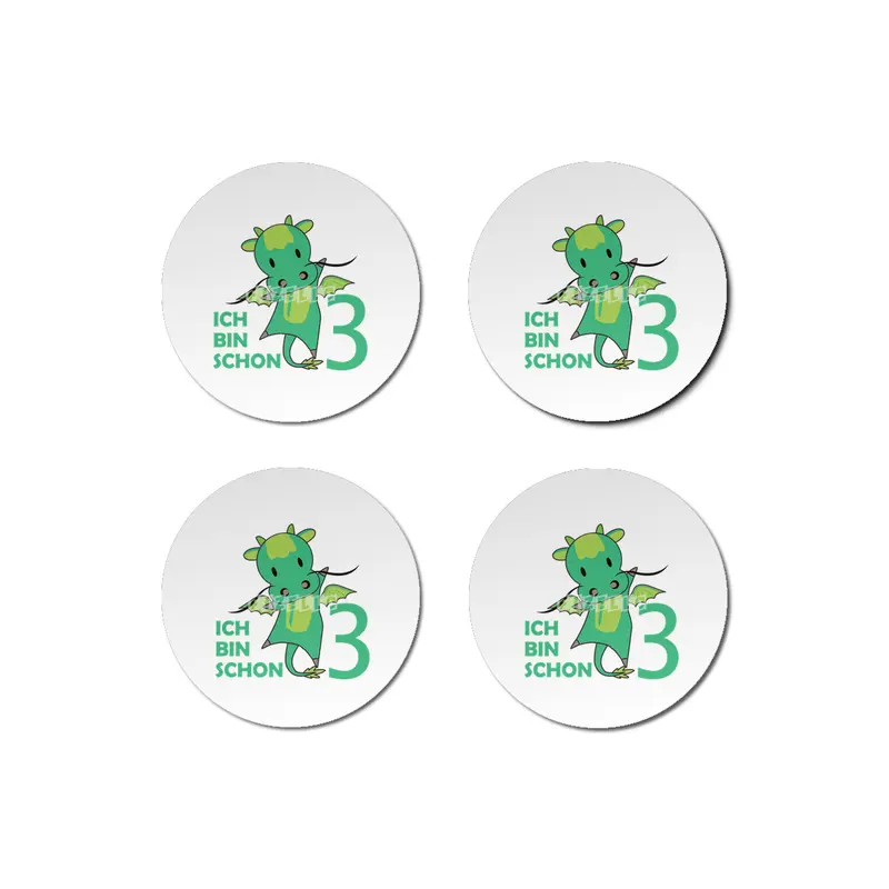 Dragon Green Three Years Old 3rd Birthday Kids Bardak Altlığı
