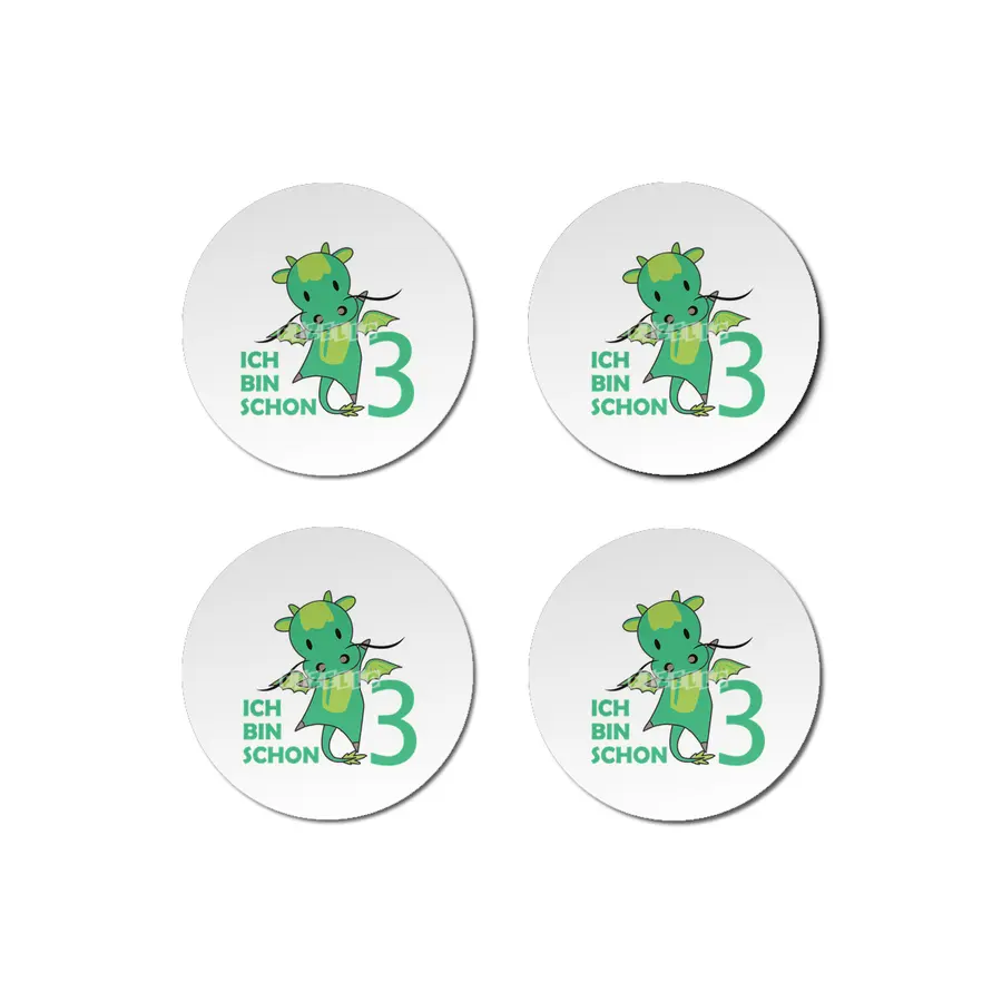 Dragon Green Three Years Old 3rd Birthday Kids Bardak Altlığı