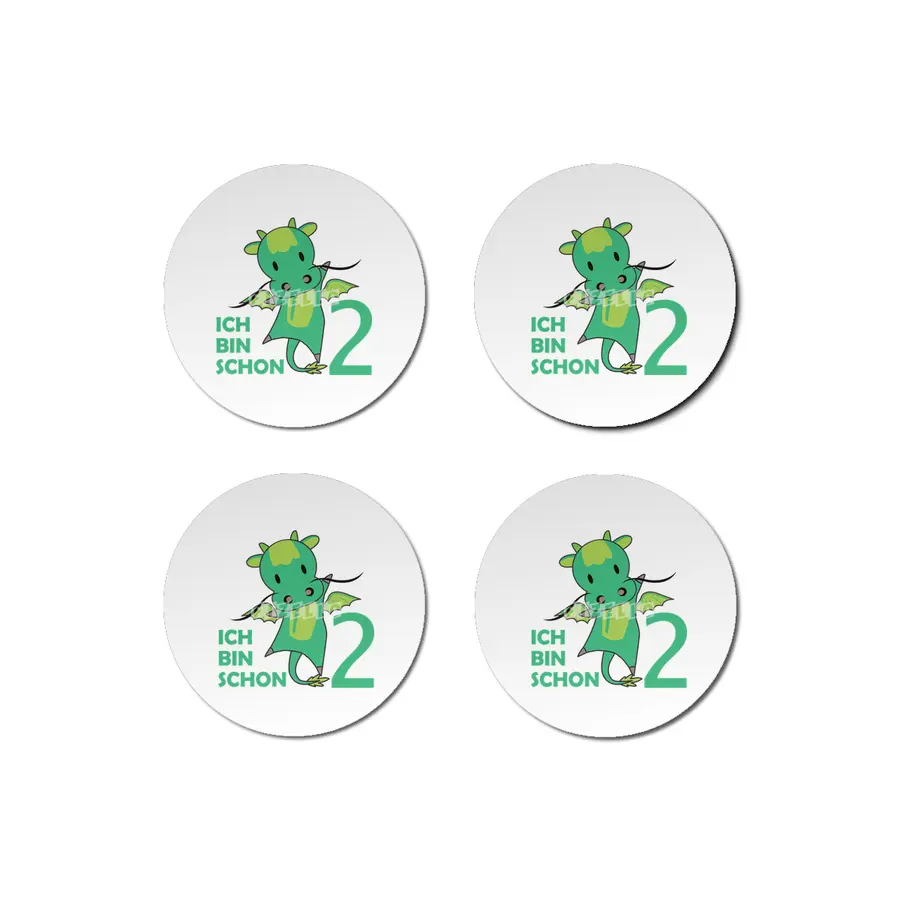 Dragon Green Two Years Old 2nd Birthday Fairy Tale Bardak Altlığı