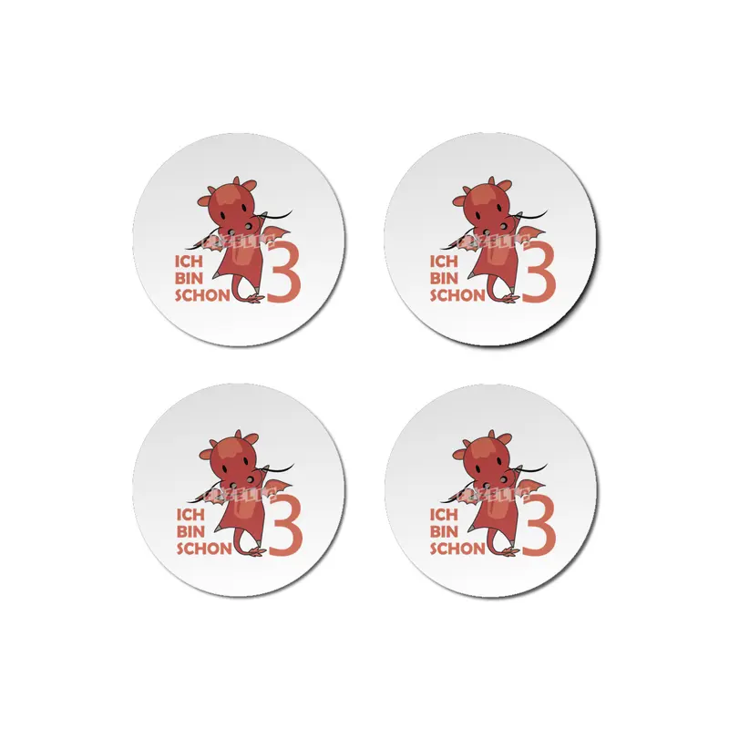 Dragon Red Three Years Old 3rd Birthday Kids Bardak Altlığı