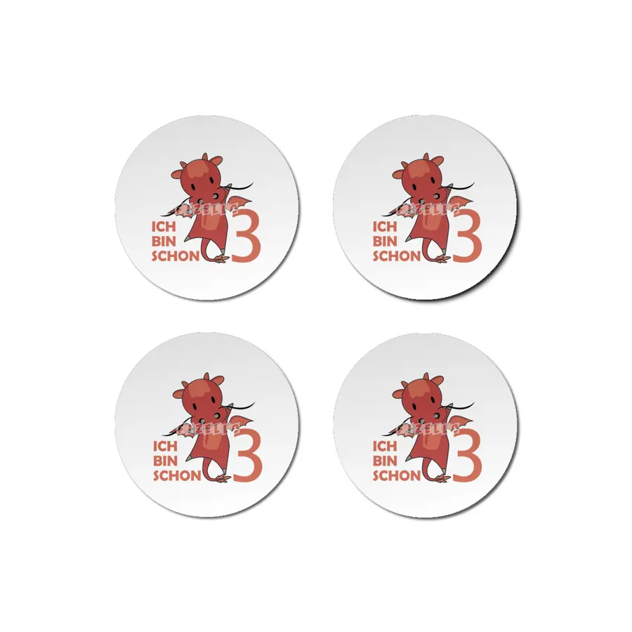 Dragon Red Three Years Old 3rd Birthday Kids Bardak Altlığı
