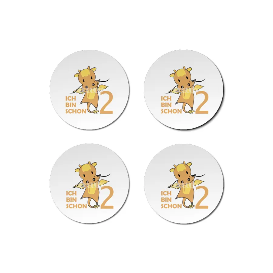 Dragon Yellow Two Years Old 2nd Birthday Fairy Bardak Altlığı