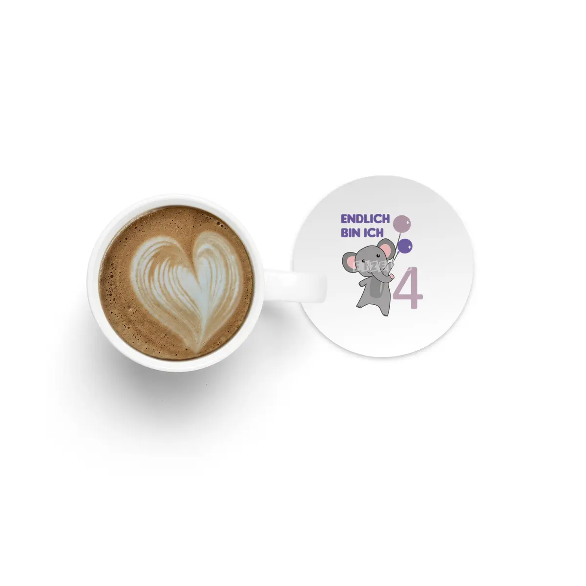 Elephant 4th Birthday For Kids 4 Years Old Purple Bardak Altlığı
