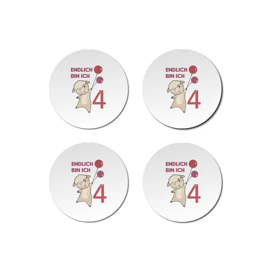 Sheep 4th Birthday For Kids 4 Years Old Red Bardak Altlığı