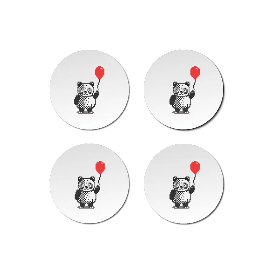 Cute panda with a red balloon - pixel art Bardak Altlığı