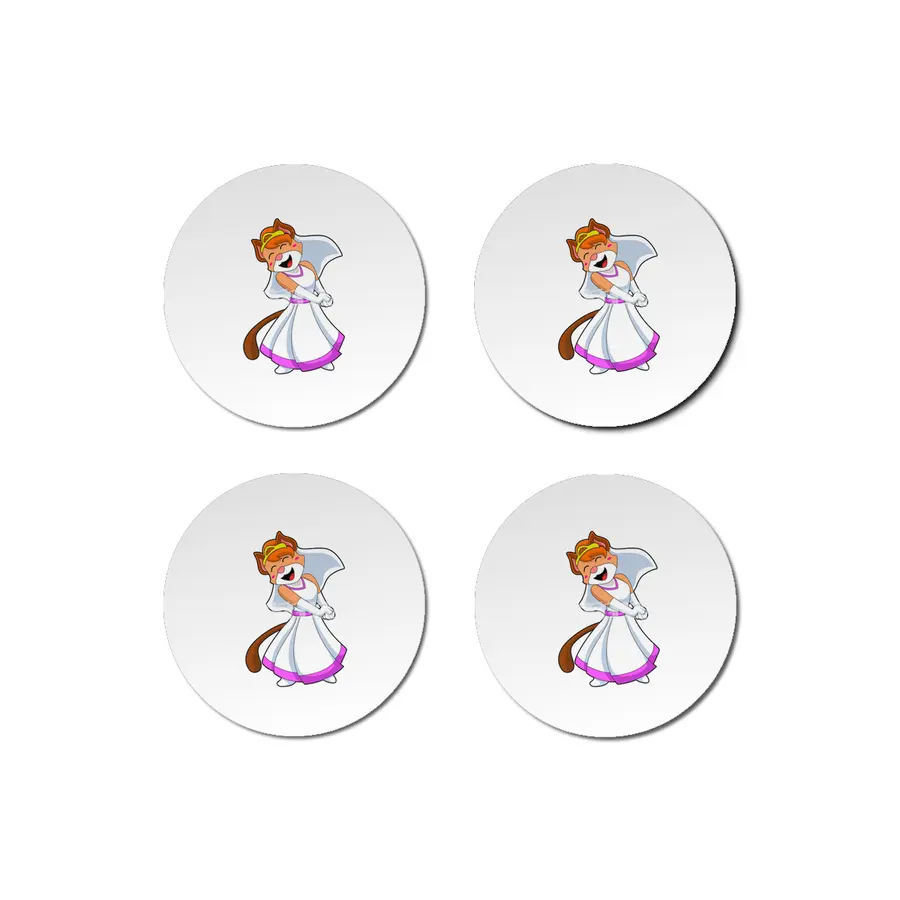 Cat as Bride with Wedding dress & Crown Bardak Altlığı