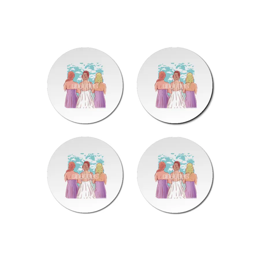 Bride and Bridesmaids Wedding day Bardak Altlığı