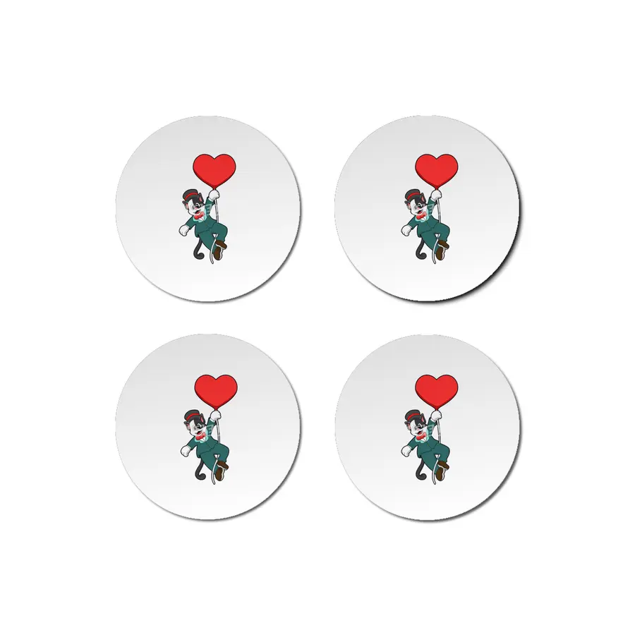 Cat as Groom with Heart Balloon Bardak Altlığı