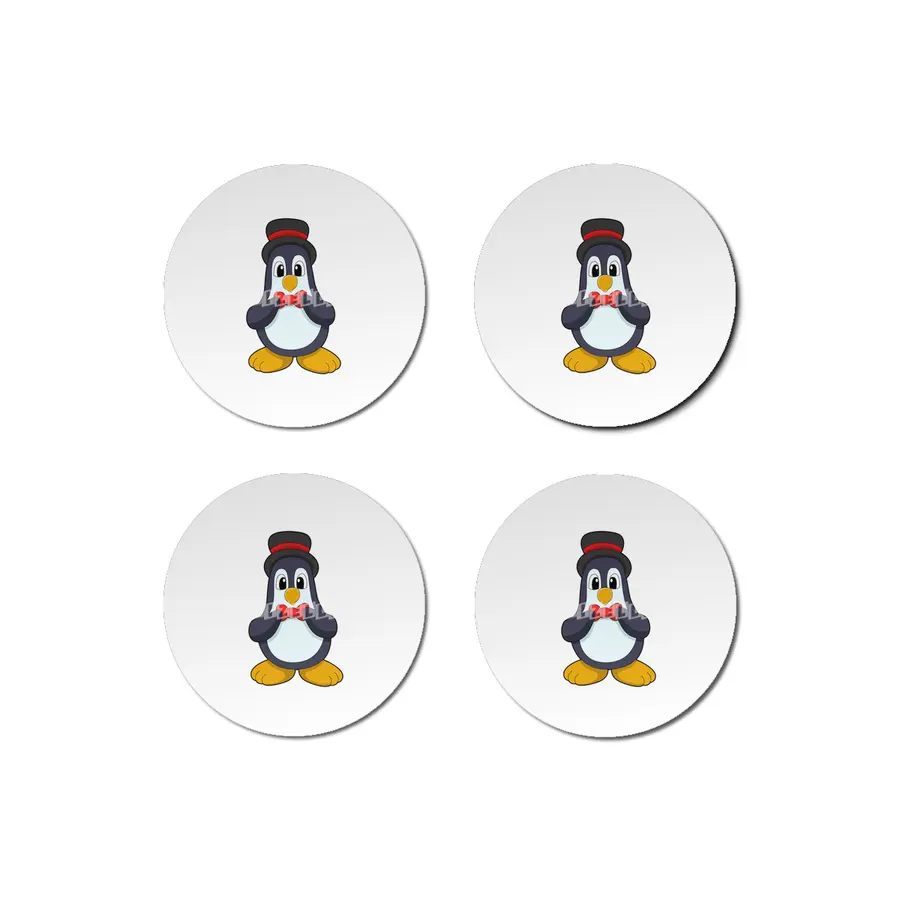 Penguin as Groom with Ribbon & Hat Bardak Altlığı