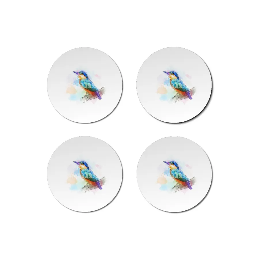Colorful Kingfish bird, watercolor Bardak Altlığı