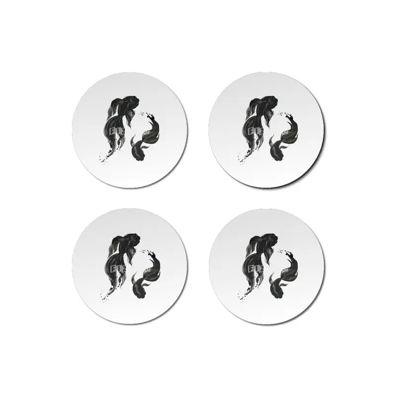 Koi fishes in Japanese painting style. Bardak Altlığı