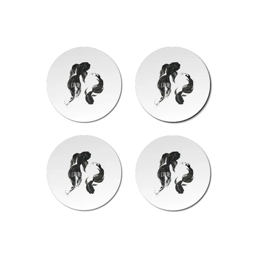 Koi fishes in Japanese painting style. Bardak Altlığı