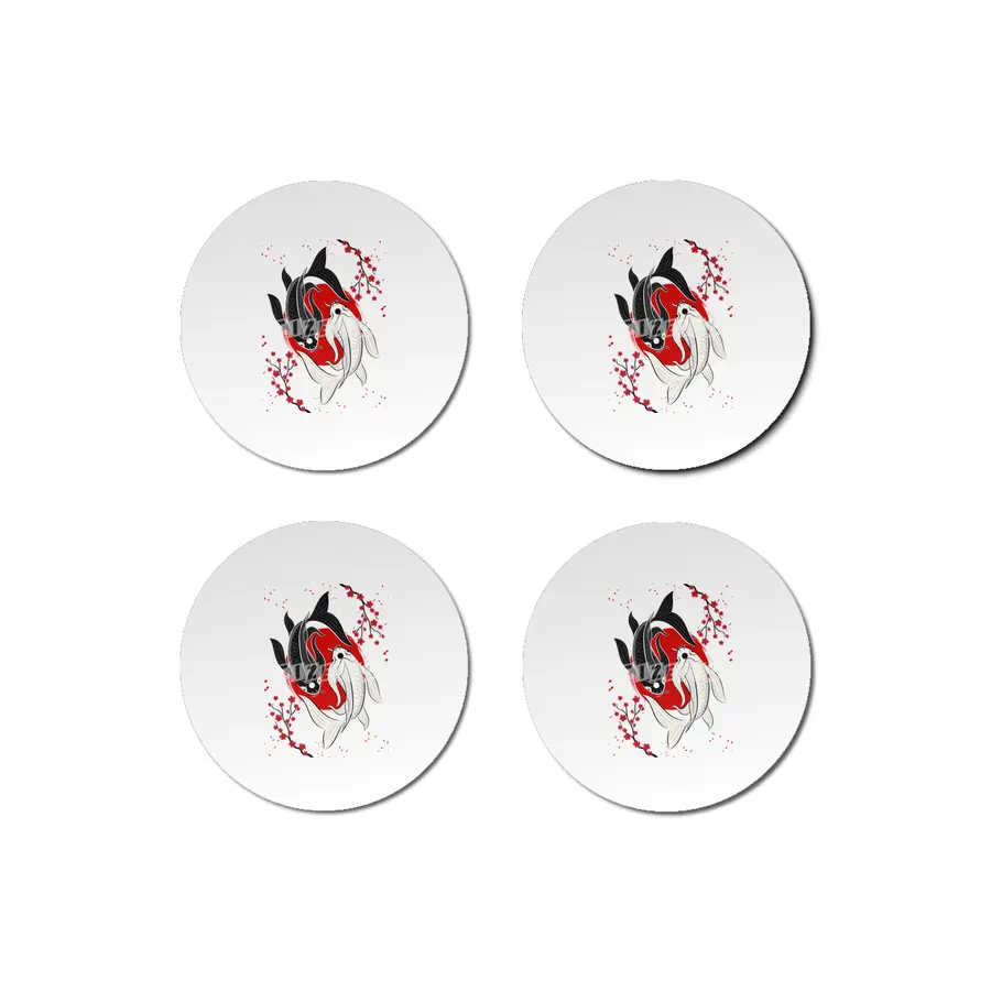 Koi Fish Yin Yang Bardak Altlığı