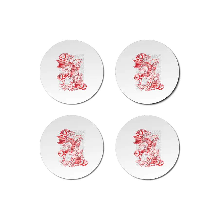 koi fish and lotus Bardak Altlığı