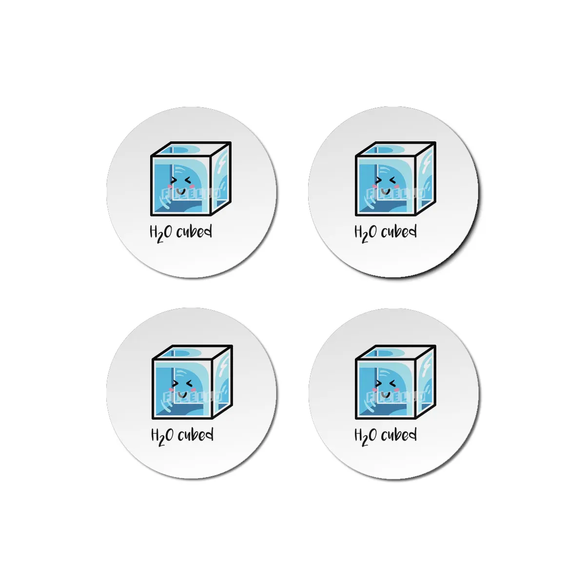 H2O Cubed Ice Block Chemistry Science Joke Bardak Altlığı