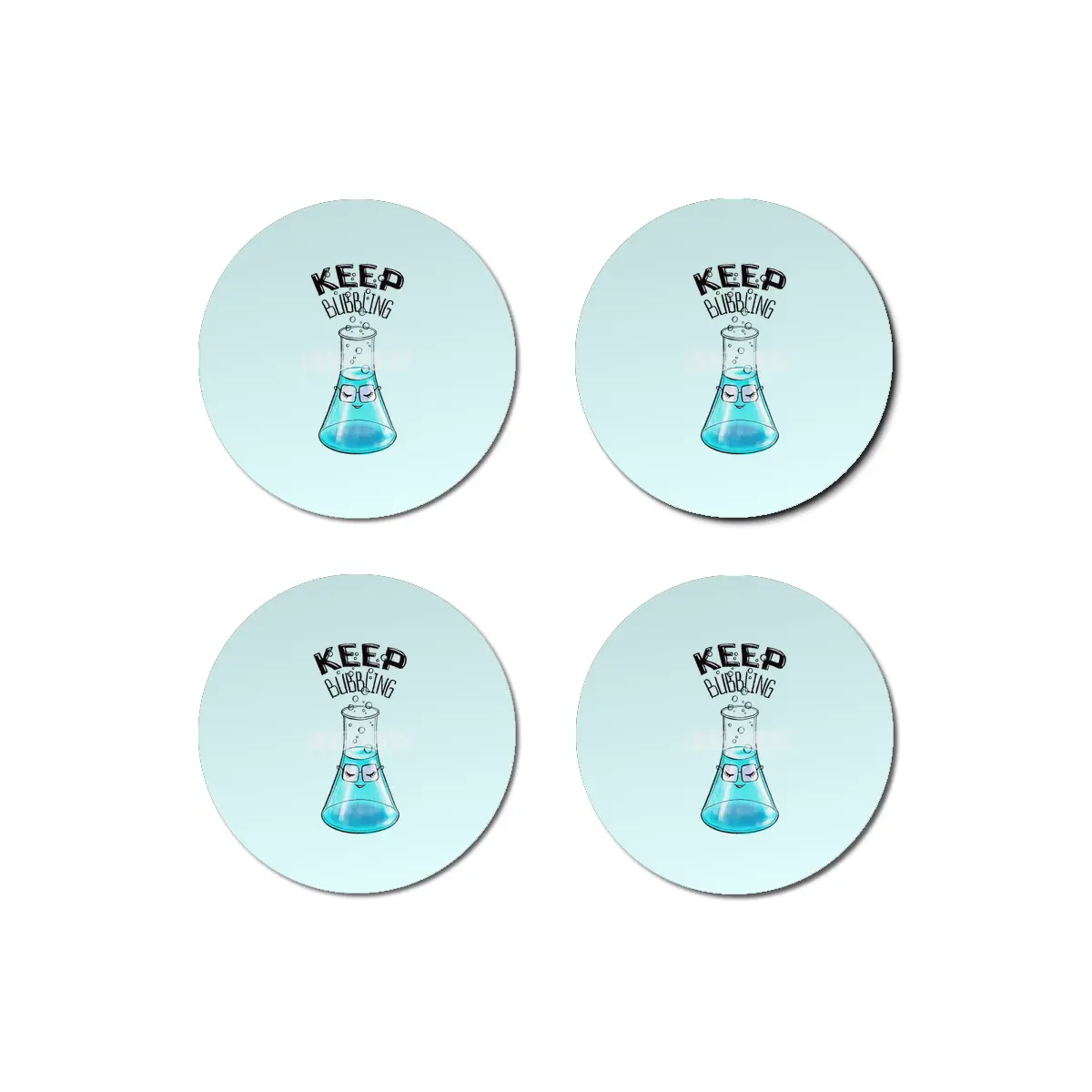 Cute Flask Character Nerdy Chemistry Lab Art Bardak Altlığı