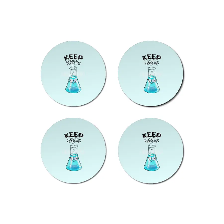 Cute Flask Character Nerdy Chemistry Lab Art Bardak Altlığı