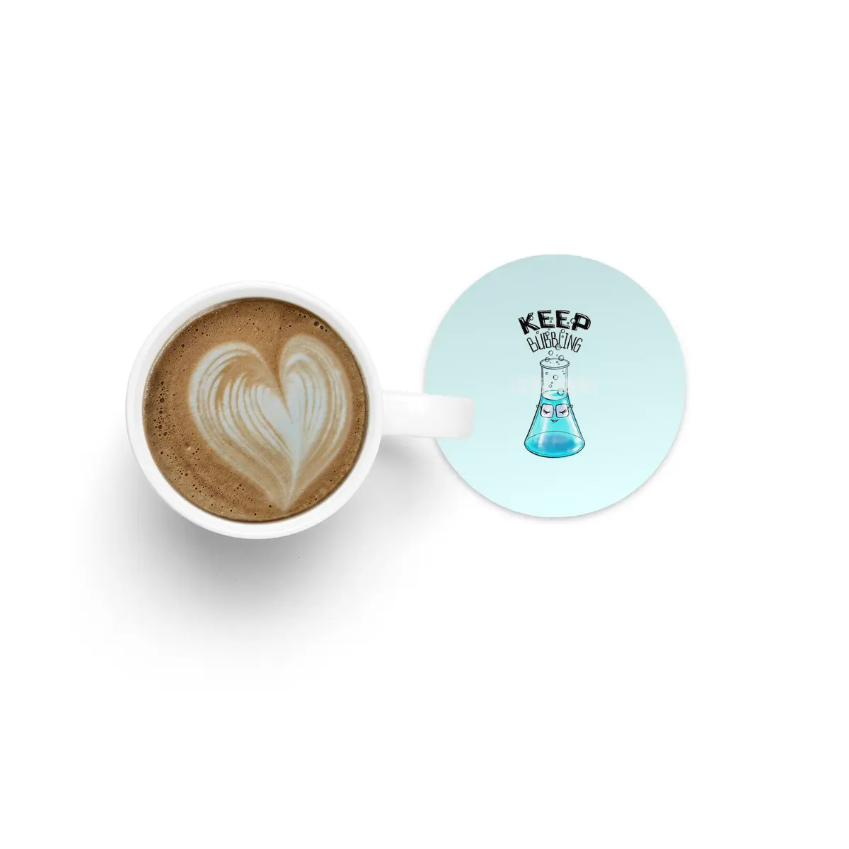 Cute Flask Character Nerdy Chemistry Lab Art Bardak Altlığı