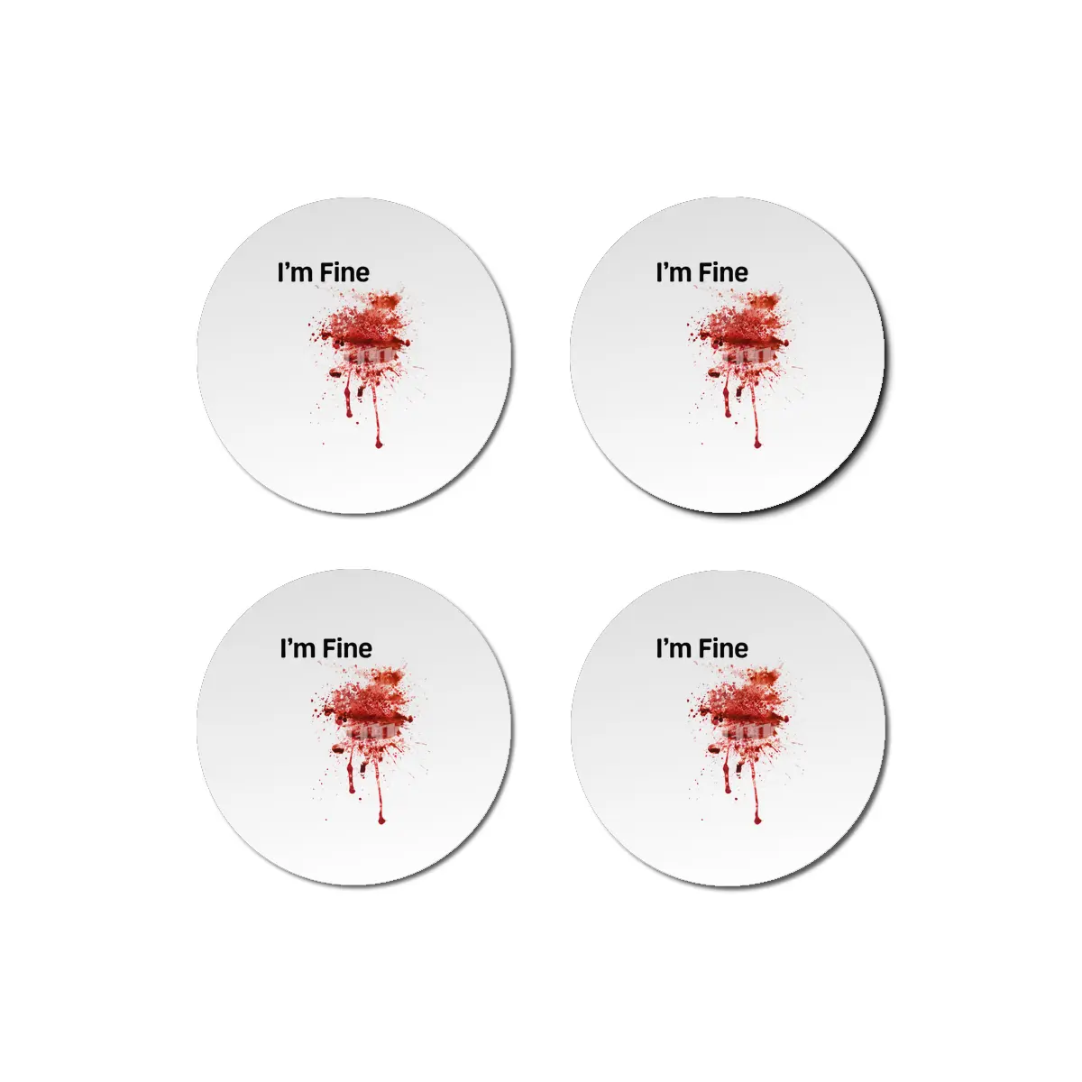 I'm Fine Movie Bloody Zombie Sarcastic Very Funny Tee Bardak Altlığı