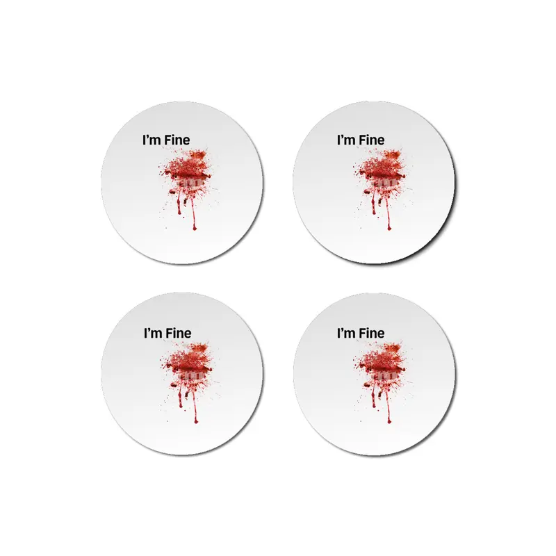 I'm Fine Movie Bloody Zombie Sarcastic Very Funny Tee Bardak Altlığı