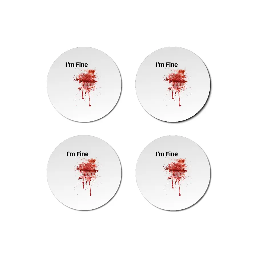I'm Fine Movie Bloody Zombie Sarcastic Very Funny Tee Bardak Altlığı